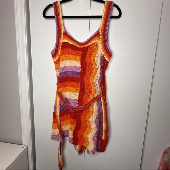 Farm Rio - Crochet Mini Dress NWT Medium (missing belt buckle) - Picture 9 of 11